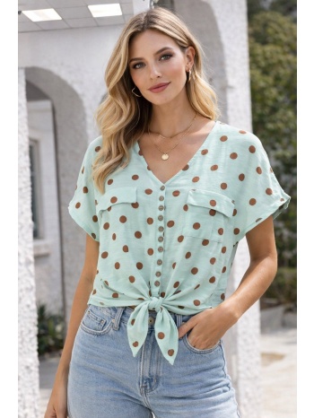 πουκάμισο πουά με κουμπιά και δέσιμο μπροστά – βεραμάν |