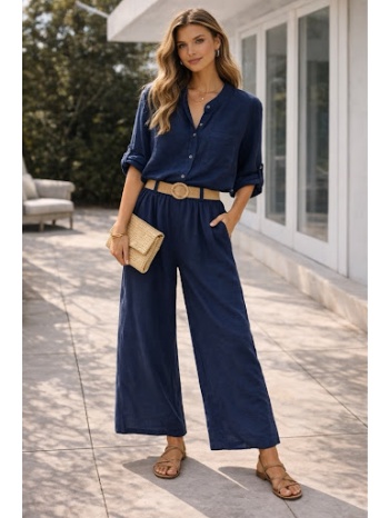 γυναικείο σετ πουκάμισο & παντελόνα – αέρινο casual chic σε προσφορά