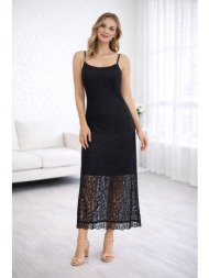 midi δαντελένιο φόρεμα με τιράντες – μαύρο | dress up μαύρο