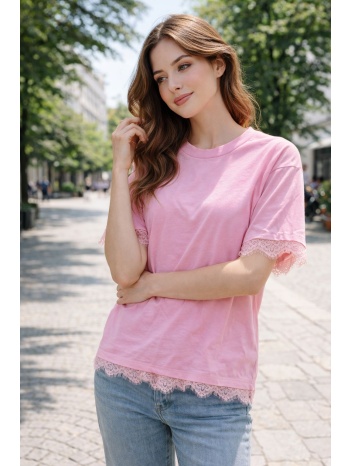 μπλούζα γυναικεία με δαντέλα στα μανίκια – basic chic top σε προσφορά