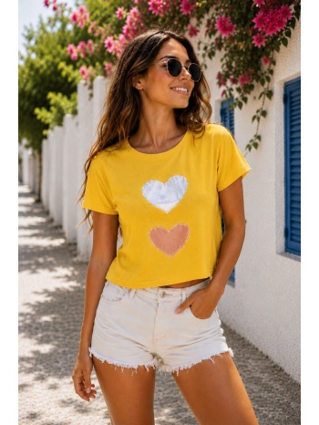 t-shirt με καρδιές – κίτρινο | dress up κίτρινο
