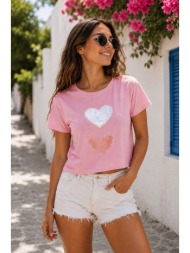 t-shirt με καρδιές – ροζ | dress up ροζ