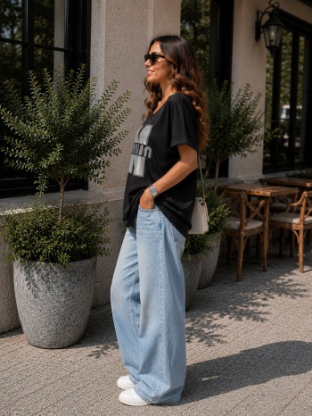 oversized t-shirt με print – μαύρο | dress up μαύρο σε προσφορά