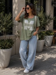 oversized t-shirt με print – χακί | dress up χακί