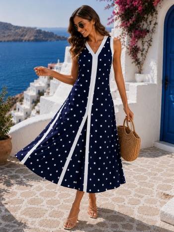 πουά midi φόρεμα – μπλε | dress up μπλε σε προσφορά