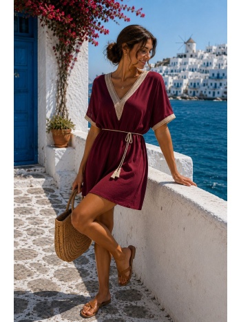 κοντό φόρεμα με δαντελένιες λεπτομέρειες & ζωνάκι μέσης – σε προσφορά