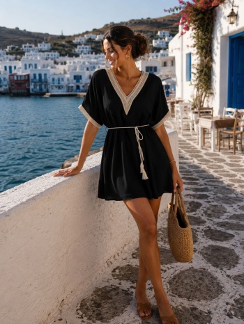 κοντό φόρεμα με δαντελένιες λεπτομέρειες & ζωνάκι μέσης – σε προσφορά