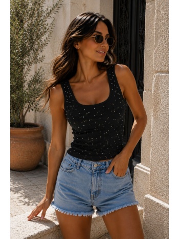 ριπ τοπ με μεταλλικά τρουκς – μαύρο | dress up μαύρο σε προσφορά