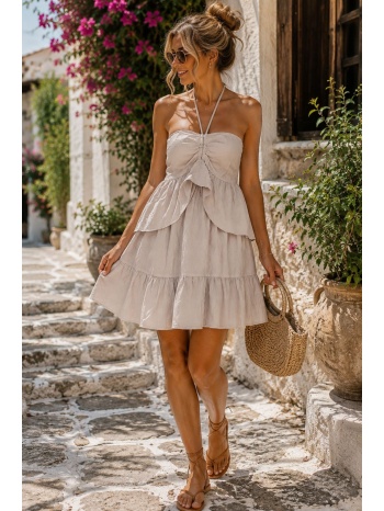 mini φόρεμα με βολάν & δέσιμο στον λαιμό – αέρινο σε προσφορά