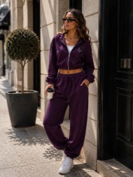 γυναικείο σετ φόρμας με cropped ζακέτα και παντελόνι – μοβ | dress up μοβ