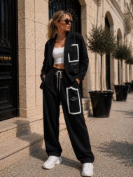 γυναικείο σετ παντελόνι & σακάκι με τσέπες – μαύρο | dress up μαύρο