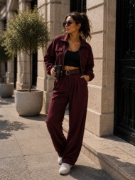 γυναικείο σετ παντελόνι & jacket με τσέπες – μπορντό | dress up μπορντό