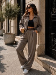 γυναικείο σετ παντελόνι & jacket με τσέπες – γκρι | dress up γκρι