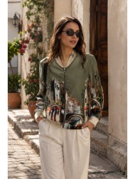 γυναικείο bomber jacket με εμπριμέ σχέδιο - πράσινο | dress up πράσινο