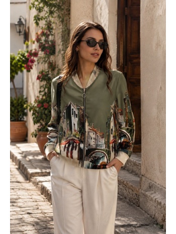 γυναικείο bomber jacket με εμπριμέ σχέδιο - πράσινο | dress