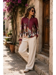 γυναικείο bomber jacket με εμπριμέ σχέδιο - μπορντό | dress up μπορντό