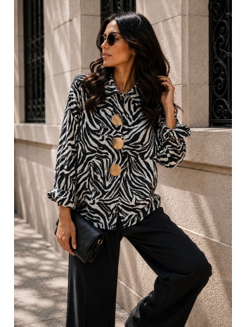 γυναικείο πουκάμισο animal print με μεγάλα χρυσά κουμπιά | σε προσφορά
