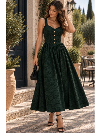 γυναικείο floral midi φόρεμα με τιράντες & κουμπιά – σε προσφορά