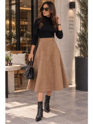 midi φούστα σε γραμμή α με μεταλλικές λεπτομέρειες - καφέ | dress up καφέ