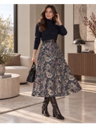 εμπριμέ midi φούστα με paisley σχέδιο | dress up μαύρο
