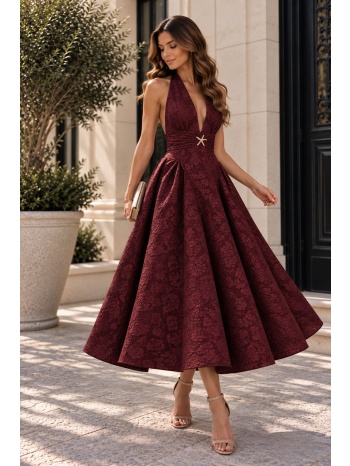 φόρεμα με halter λαιμόκοψη, ανάγλυφο floral σχέδιο – σε προσφορά