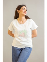 γυναικεία μπλούζα t-shirt με καρδιές και στρας “love you” | dress up άσπρο