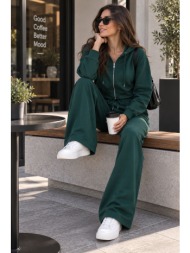 σετ φούτερ με κοντή ζακέτα και παντελόνι wide leg – κυπαρισσί | dress up κυπαρισσί