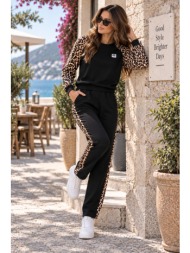 σετ φόρμας με animal print λεπτομέρειες – μαυρό | dress up μαύρο