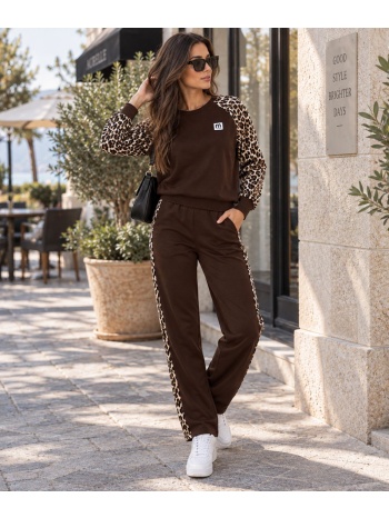 σετ φόρμας με animal print λεπτομέρειες – καφέ | dress up σε προσφορά
