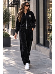 βελούδινο σετ φόρμας με ζακέτα & παντελόνι – μαύρο | dress up μαύρο