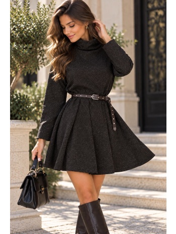 γυναικείο φόρεμα με ζιβάγκο και ζώνη - μαύρο | dress up σε προσφορά