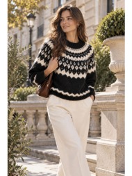 γυναικεία πλεκτή μπλούζα με σχέδιο nordic - μαύρο | dress up μαύρο