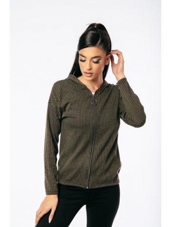 ζακετα με φερμουαρ και κουκουλα καφέ σε προσφορά