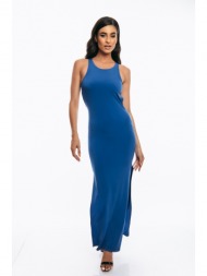 φορεμα μακρυ με ανοιγμα στην πλατη μπλε