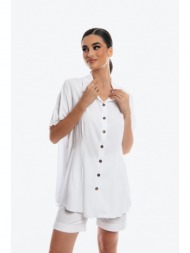 μπλουζοπουκαμισο oversized με κουμπια άσπρο