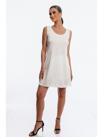 φορεμα αμανικο με δεσιμο πισω άσπρο σε προσφορά