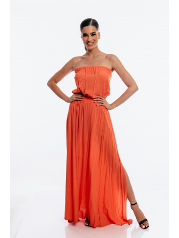 φορεμα στραπλες μακρυ πορτοκαλί σε προσφορά
