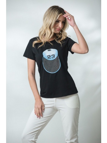 μπλουζα κοντομανικη με σταμπα mαύρο