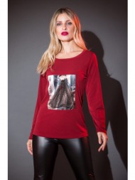 μπλουζα με τυπωμα μπορντό