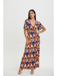 φορεμα κρουαζε με δεσιμο πορτοκαλί