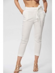 παντελονι με λαστιχο στη μεση και ζωνη άσπρο