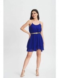 φορεμα με αλυσιδα στο ωμο μπλε ρουα μπλε ρουά