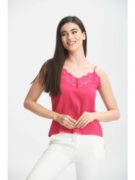 τοπ σατεν με δαντελα φουξ φούξια