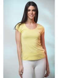 μπλουζα με λαιμοκοψη κοντο μανικι κίτρινο