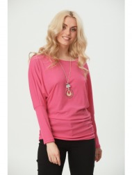 μπλουζα πλεκτη με κολιε ροζ ρόζ