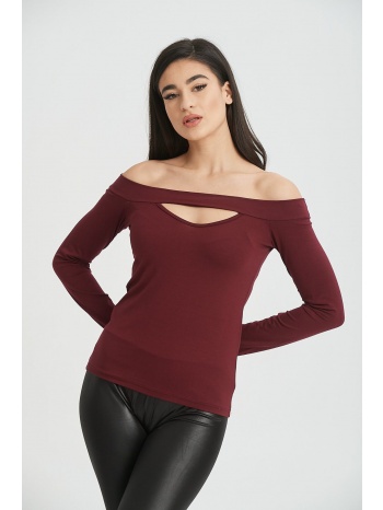 μπλουζα με ανοιγμα στο στηθος μπορντό σε προσφορά