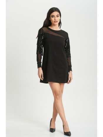 φορεμα κοντο με τουλι και τρεσα mαύρο σε προσφορά