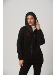 ζακετα με γουνα στην κουκουλα μαυρο μαύρο