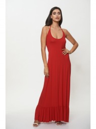 φορεμα μακρυ αμανικο με ανοιχτη πλατη κόκκινο