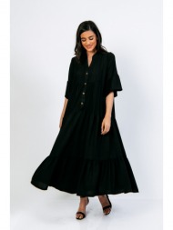 φορεμα μακρυ με βολαν μαύρο